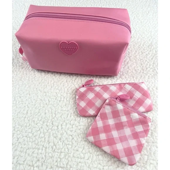 (NWT) BATH & BODY WORKS • 3-Piece Pink/White Faux Leather Cosmetic Travel Set - Picture 15 of 15